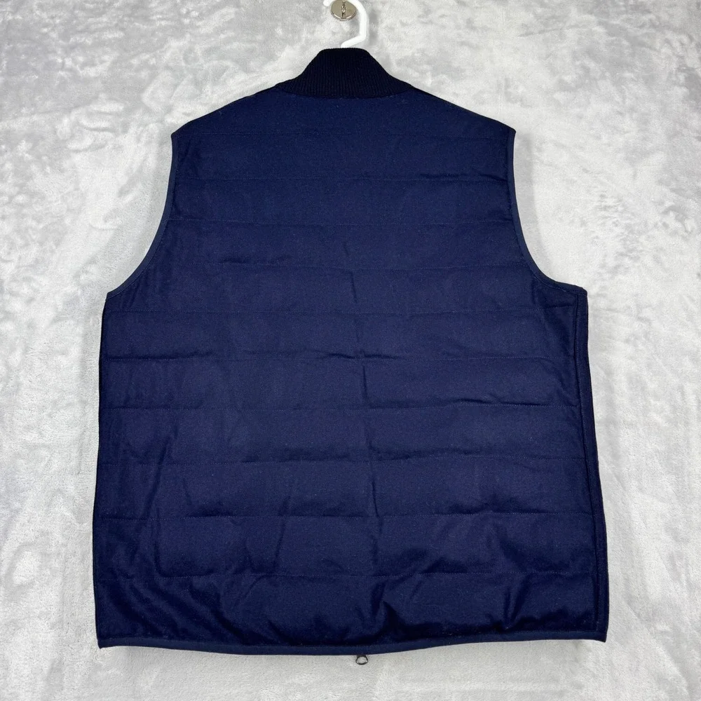COLLARS & CO Regent Reversible Quilted Wool Vest Mens M Navy Blue Puffer NWOT